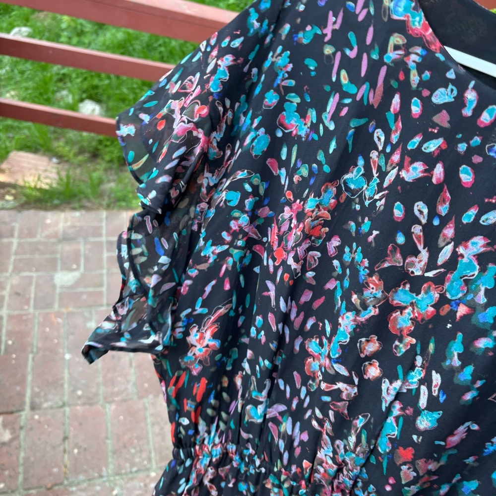 IRO Blame Floral Asymmetrical Flutter Sleeve Dress - Picture 10 of 10